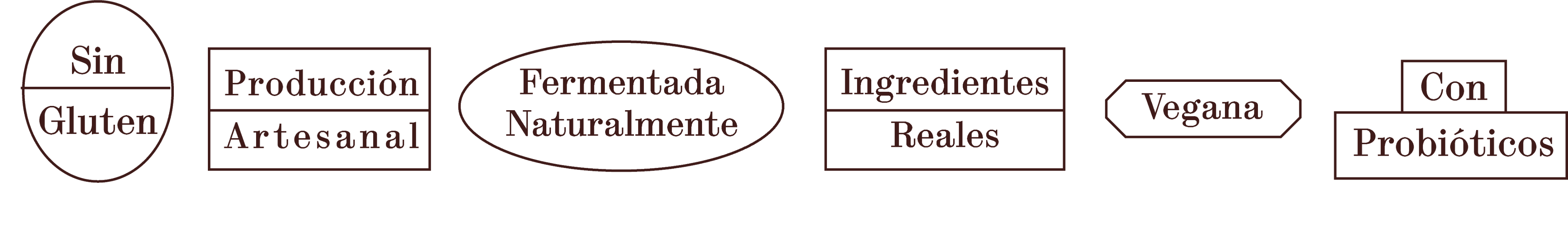Sin gluten · Fermentada naturalmente · Con probióticos · Producción artesanal · Ingredientes reales · Vegana